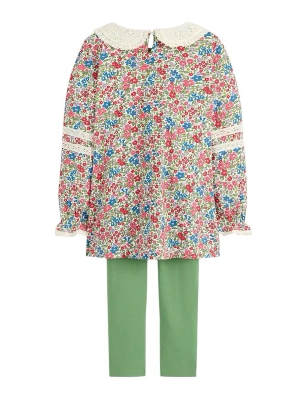 BODEN Broderie Peter Pan Collar Floral Tunic & Leggings Matching Set Size 9/10